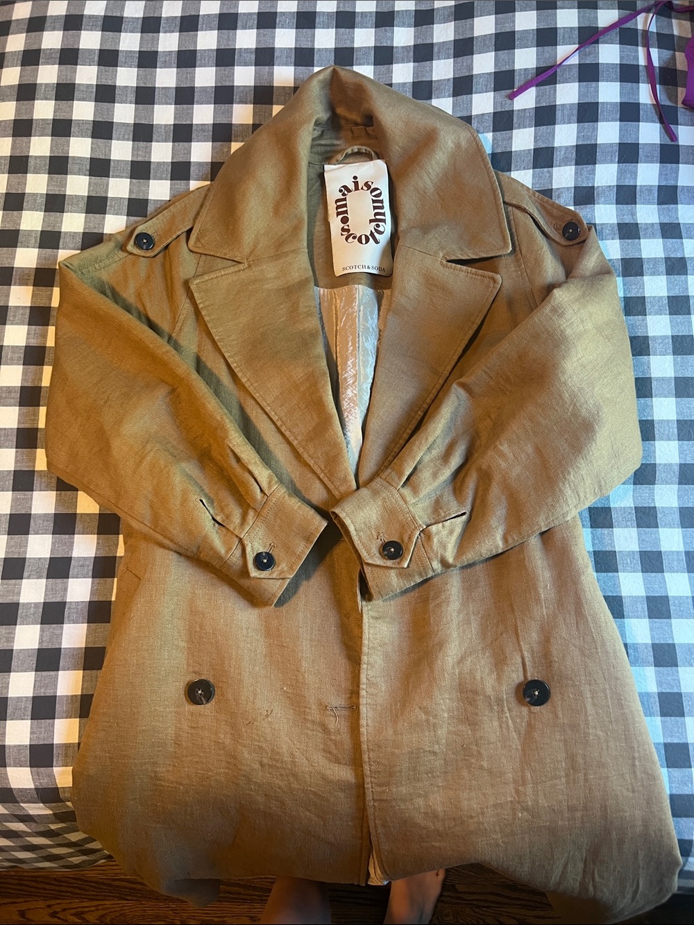 Scotch & Soda Tan Linen-Blend Trench Coat